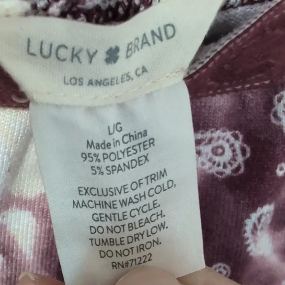 Lucky Brand Maroon Top and Pink Tie-dyed Pajama Set. - Picture 3 of 6